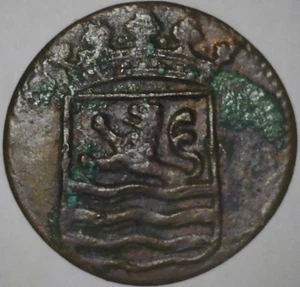 1790 VOC Duit Zeeland scharfe Details Niederländisch-Indien Typ Münze Middelburg Mint NV1 - Bild 1 von 3