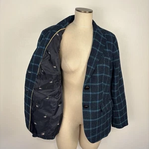 Talbots Blazer Jacke Fensterscheibe kariert & Entenmuster gefüttert Damen Größe 16 W blau - Bild 1 von 15