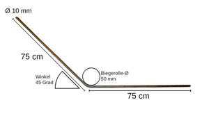 Betonstahl-Winkel Ø 10 mm, 45 Grad - 75 x 75 cm, 10 Stück, Baustahl - Bild 1 von 1