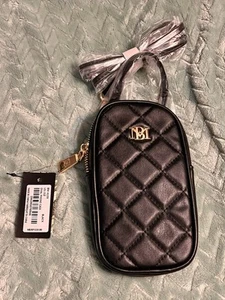 BADGLEY MISCHKA Black Quilted Crossbody Phone Case Purse Bag Vegan Leather New - Zdjęcie 1 z 1