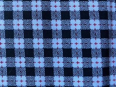 SPECTRIX FABRIC 2002~Cindy Oates~BLACK WHITE READ ALLOVER~Red Dashes~CHECKERED~ - Image 1 of 3