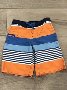 PATAGONIA Boys Wavefarer Boardshorts- Blue & Orange Stripes- Size 8 - Picture 1 of 7