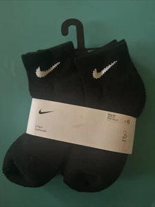Nike Little Boys 6 Pack Cushioned Ankle Socks Black Size 10C-3Y - Picture 1 of 2