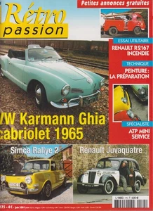 RETRO PASSION N°175 RENAULT R2167 INCENDIE / KARMANN GHIA 1965 / JUVAQUATRE - Picture 1 of 3