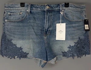NWT Lucky Brand Women's Cuttoff Blue Jean Shorts w/Lace Size 18 / 34 Excellent - Picture 1 of 12