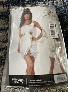 Sexy Forplay Immortal Beauty Roman Goddess White & Metallic Gold Dress Costume - Picture 1 of 2