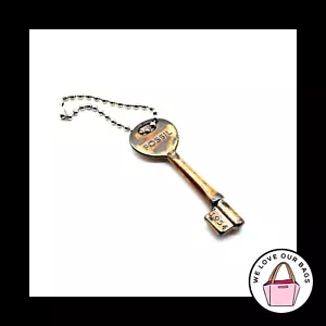 FOSSIL Medium Gold Brass Metal Key on Ball Chain Fob Bag Charm Keychain Hang Tag - Picture 1 of 2