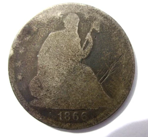 1866-P SEATED LIBERTY HALF DOLLAR 50c COIN PHILADELPHIA MINT LOWBALL MOTTO RARE - Picture 1 of 2