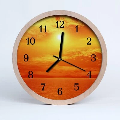 Orologio Da Parete 30cm Tondo Quarzo Legno Natura del sole Decorazione - Immagine 1 di 4