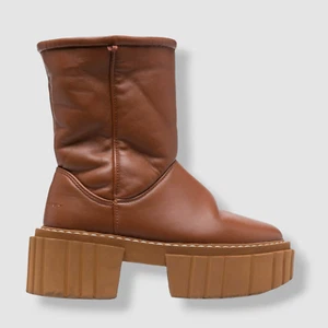 $895 Stella McCartney Women's Brown Emilie Faux-Fur Platform Boot Shoes Size 37 - Picture 1 of 5