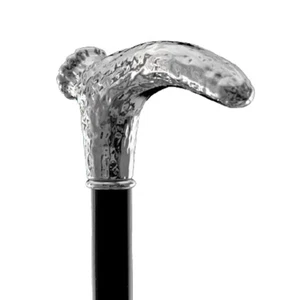Spazierstock Silber Griff Krücke Hirsch - Gehstock Holzstock Gehhilfe - H. 93 cm - Bild 1 von 5