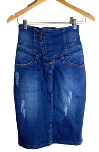 Miss Sixty Denim blue Y2K high waist jean skirt size small - Picture 1 of 8