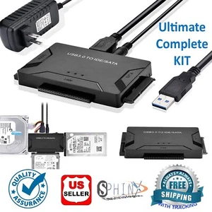 USB 3.0 to IDE/SATA Converter Adapter Kit For 2.5"/3.5" SSD/IDE/SATA Hard Drives - Picture 1 of 13