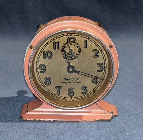 Westclox 1920s Baby Ben De Luxe Pink Alarm Clock For Parts or Repair (PL150) Cover