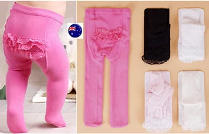 Girl Kid Baby Toddler Lace bottom Ruffle Frilly Stockings Tights Pantyhose 0-4yr - Picture 1 of 20