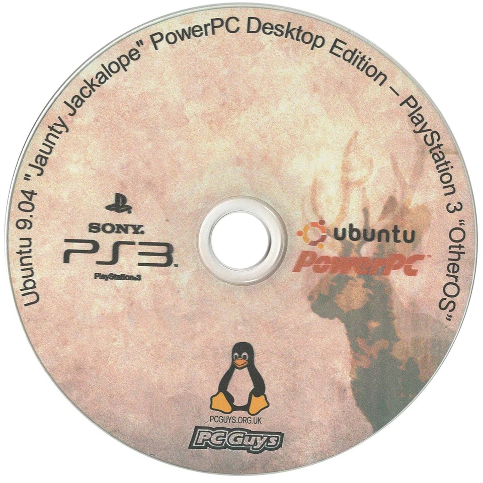 Ubuntu 9.04 Jaunty Jackalope PowerPC Desktop – PlayStation 3 “OtherOS” CD - Image 1 of 1