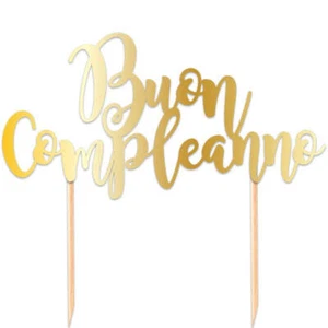 Big Party Pastel Topper Italic Buena Cumpleaños 20 X 17CM Oro Metal - Bild 1 von 1