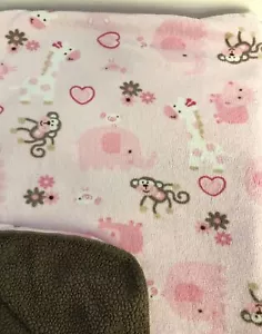 Just Born BABYDECKE rosa Elefant Nilpferd Affe Giraffe braun Sherpa J3 - Bild 1 von 1