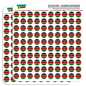 Kenya National Country Flag 0.5" Scrapbooking Crafting Stickers - Picture 1 of 1