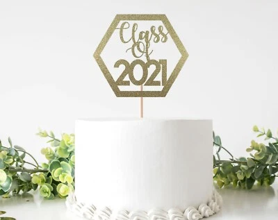 Двусторонняя золотая картонная коробка для торта класса 2021 для празднования выпускного - Изображение 1 из 2