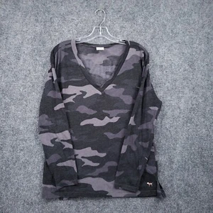 Pink Camo T Shirt Womens S Small Gray V Neck Short Sleeve Victorias Secret - Picture 1 of 10