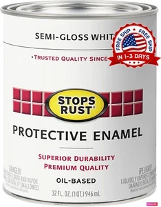Pintura Protectora Blanca Brillante De 32 Oz Resistente A La Corrosion Y Oxido - Picture 1 of 6