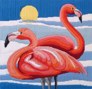 Country Threads FLAMINGOS Longstitch Kit FLS-5014 30cm x 30cm - Imagen 1 de 1