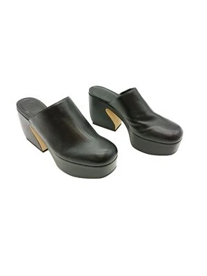 Sabots plateforme en cuir noir Si Rossi - UK3.5 - Photo 1/4