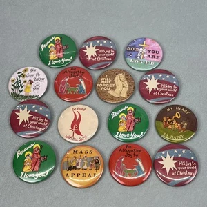 Vintage Christian Pinback Button Jesus Christ God Lord Faith Religious Log Of 15 - Picture 1 of 7