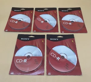 Sony 5 Pack CD-R (80 Minute Blank 700MB 1-48X) Recordable Discs - Picture 1 of 8
