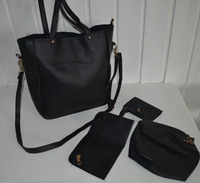 Modische, tolle Handtasche Shopper,  Tasche Beutel schwarz neu - Bild 1 von 3