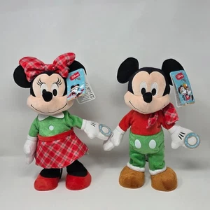 "Par de juguetes de peluche animados bailando de 13,5"" Disney Holiday Minnie & Mickey Mouse" - Imagen 1 de 6
