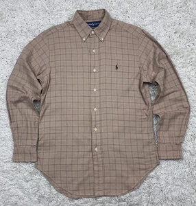 Camisa Ralph Lauren Abotonada Para Hombre Pequeña Marrón Cuadros Manga Larga Poni - Imagen 1 de 14