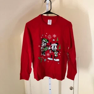 Disney NWT Kids' Red Micky and Minnie Mouse Red Christmas Sweater Size XL - Picture 1 of 8