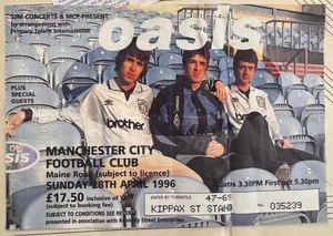 OASIS USED TICKET MAINE RD SUNDAY 28TH APRIL 1996 + COACH TICKET MANCHESTER - Imagen 1 de 3