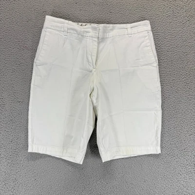 Bermudas Liz Claiborne Jackie blancas para mujer talla 10 mezcla de algodón frente plano Foto 1 de 4