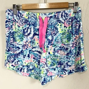 Pantalones Cortos Lilly Pulitzer PJ Multi Ocean Commotion Cordón 3.5" Entrepierna Talla Mediana - Imagen 1 de 9