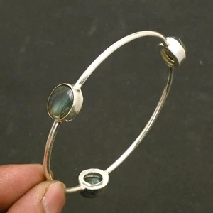 Labradorite Gemstone Handmade Adjustable Bangle Jewelry 11 Gms Gift AB 23594 - Picture 1 of 1