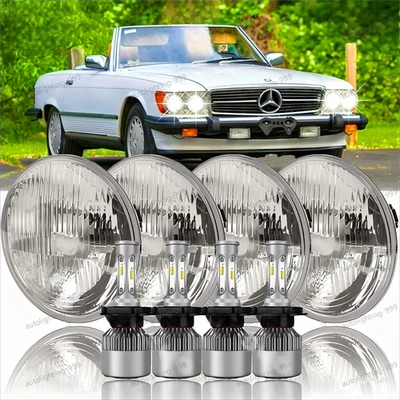 4PCS 5.75" bright LED Headlights Hi-Lo Beam For Mercedes-Benz 380SL 450SL 560SL - Image 1 of 4