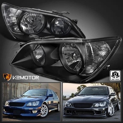 Black Fits 2001-2005 Lexus IS300 Headlights Assembly Lamps Left+Right Pair - Изображение 1 из 4