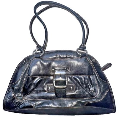 Franco Sarto Black Patent Leather Double Handle Bag (13”x8”) - Image 1 of 4