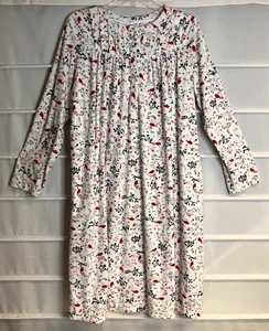 Aria Collection Soft Fleece Red Cardinal Birds LS Nightgown Large EC! - Picture 1 of 8