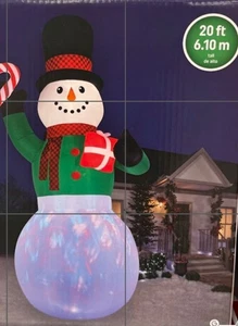20 FT COLOSSAL SNOWMAN W KALEIDOSCOPE LIGHTING AIRBLOWN LIGHTED YARD INFLATABLE - Picture 1 of 5