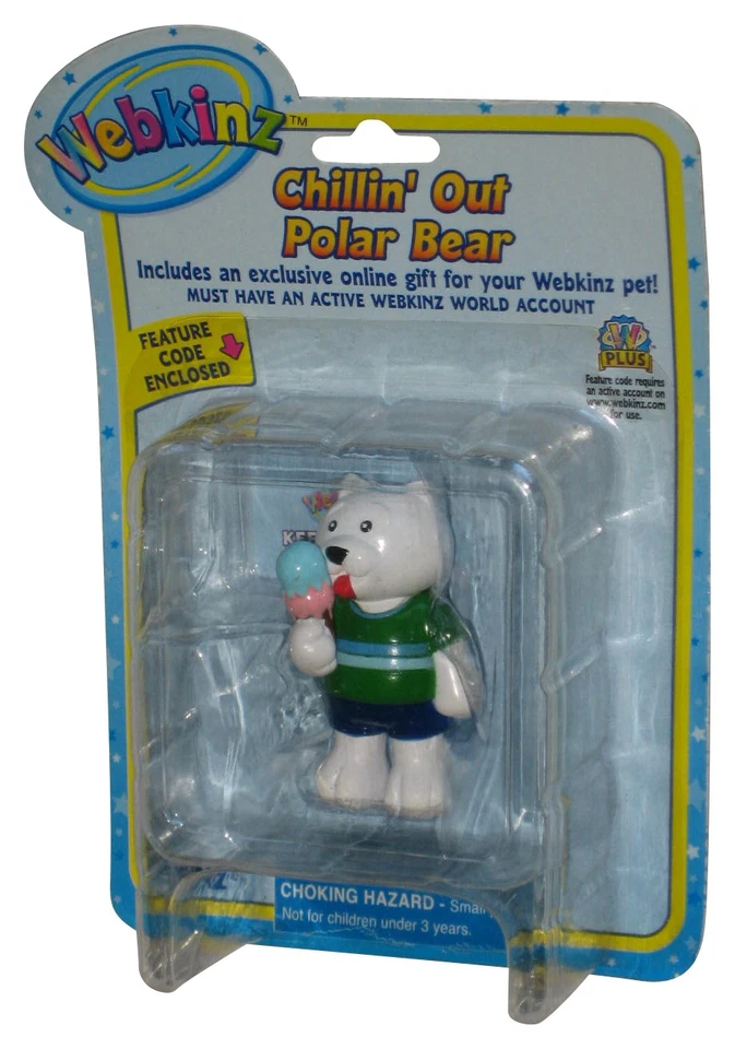 Minifigura de 2 pulgadas Webkinz Chillin' Out Polar Bear con cono de helado Ganz Foto 1 de 1