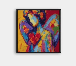 💖 Angel with Heart Giclée 🕊️ 24x24 Fine Art | COA | "Framed" by Peter Max V24 - Picture 1 of 8