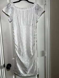 Motherhood Maternity Ivory Off Shoulder Floral Lace Dress Size S MSRP $60 - Picture 1 of 11
