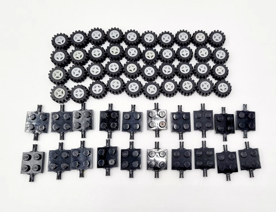 Lego Reifen Räder Achsen 4624 3641 40x + 20  Aufhängung Befestigung 4600 grau - Bild 1 von 1