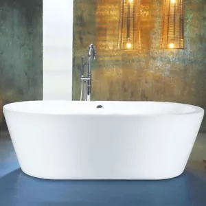 Belfry Bathroom Bettia 148 x 58cm Freestanding Soaking Bath Tub White RRP £1199 - Picture 1 of 2