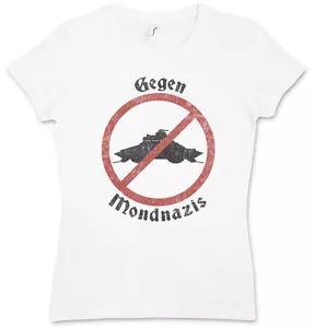 T-SHIRT CONTRO MONDNAZIS LOGO WOMAN - Iron Sky Vril Nazis Haunebu Ufo parabrezza - Foto 1 di 2