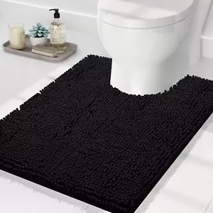 Soft Absorbent Non-Slip Chenille U-Shaped Toilet Bathroom Rugs Bath Mats - Picture 1 of 8